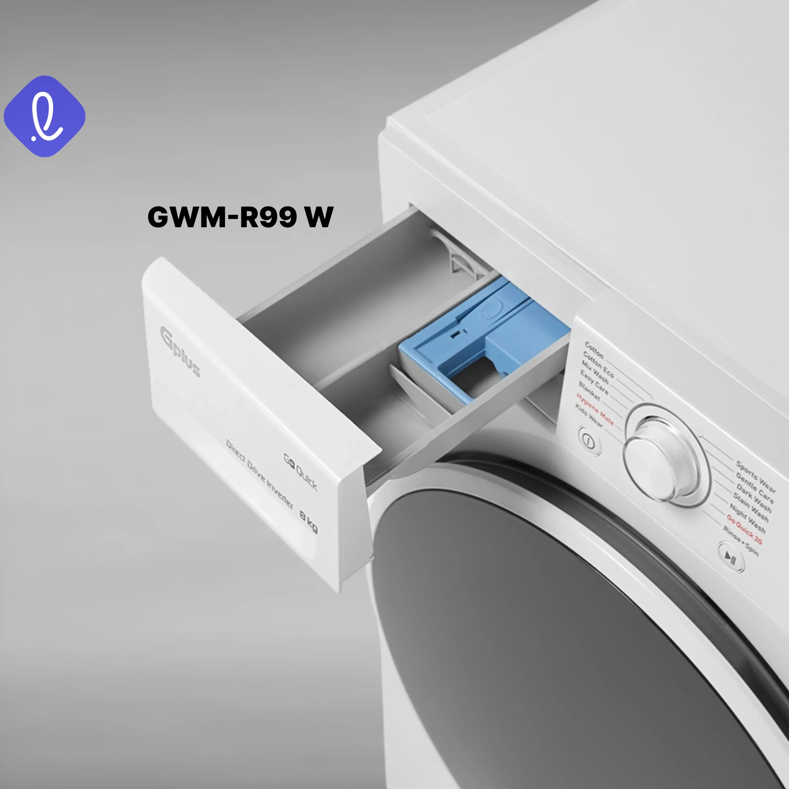 ماشین لباسشویی 9 کیلوگرم اتوماتیک جی پلاس مدل GWM-R99W — تصویر ۸