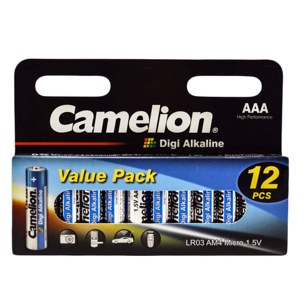 باتری نیم قلمی کملیون مدل digi alkaline بسته 12 عددی — تصویر ۲