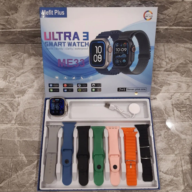 ساعت هوشمند ۴۹ میلیمتری مفیت پلاس مدل SEVEN PLUS ONE 7+1 با ۷ بند سیلیکونی — تصویر ۴