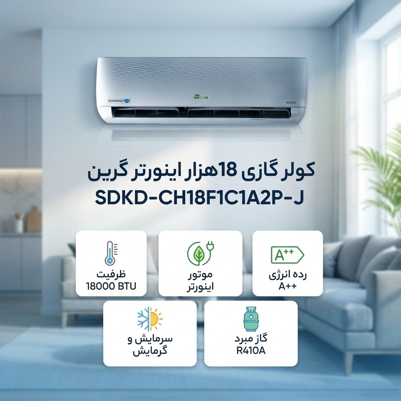کولر گازی 18 هزار اینورتر گرین مدل SDKD-CH18F1C1A2P-J — تصویر ۲