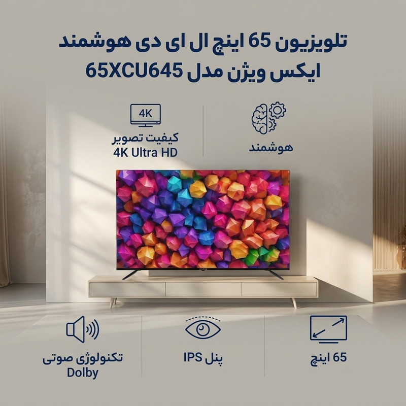 تلویزیون 65 اینچ ال ای دی هوشمند ایکس ویژن مدل 65XCU645 — تصویر ۲
