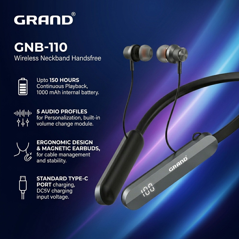 هدفون بلوتوثی گرند اسکای مدل GNB - 110 — تصویر ۵