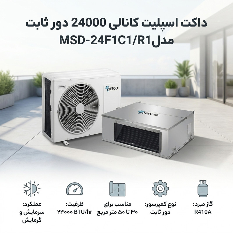 داکت اسپلیت کانالی 24000 دور ثابت مدل MSD-24F1C1/R1 — تصویر ۳