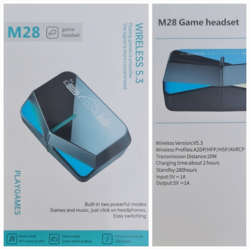 هدفون بلوتوثی گیمینگ مدل m28 playgames v5.3 2023 — تصویر ۵