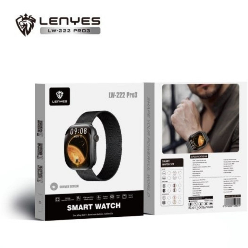 ساعت هوشمند 2.2 اینچی لنیز مدل LW-222Pro3 با بند سیلیکونی — تصویر ۳