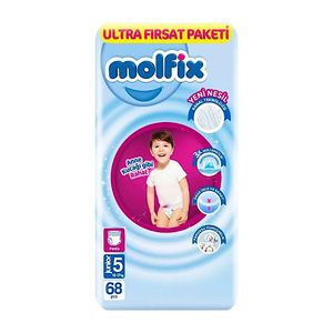 پوشک بچه مولفیکس مدل شورتی سایز ۵ بسته۶۸ عددی
