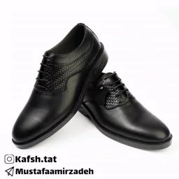 کفش چرم مردانه تات مدل کوروش چاپی و ساده در دو رنگ مشکی و عسلی سایز 40تا44 — تصویر ۳