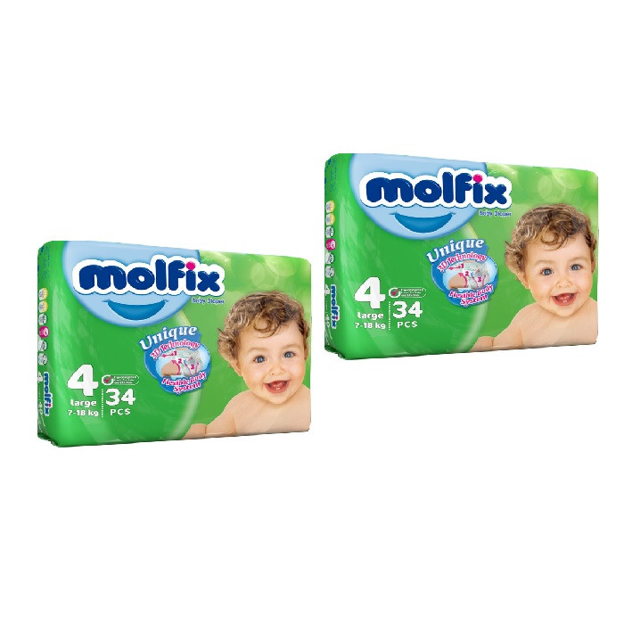 پوشک بچه مولفیکس سایز 4 کد PK02434 بسته 34 عددی مجموعه 2 عددی — تصویر ۲
