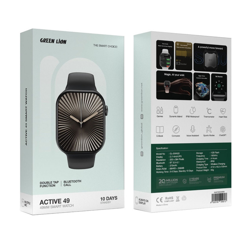 ساعت هوشمند44میلی متری گرین لاین مدل MOS FIDELITY ACTIVE 49 با بند سیلیکونی — تصویر ۳