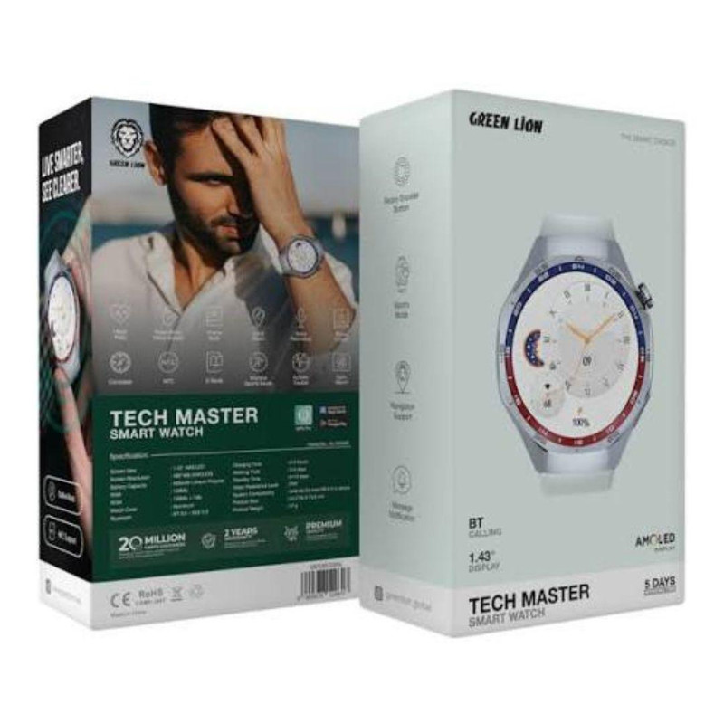 ساعت هوشمند 1/43 اینچی گرین لاین مدل Teck master با بند سیلیکونی — تصویر ۲