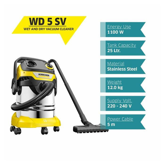 جاروبرقی سطلی 1100 وات کرشر مدل WD5 S — تصویر ۳