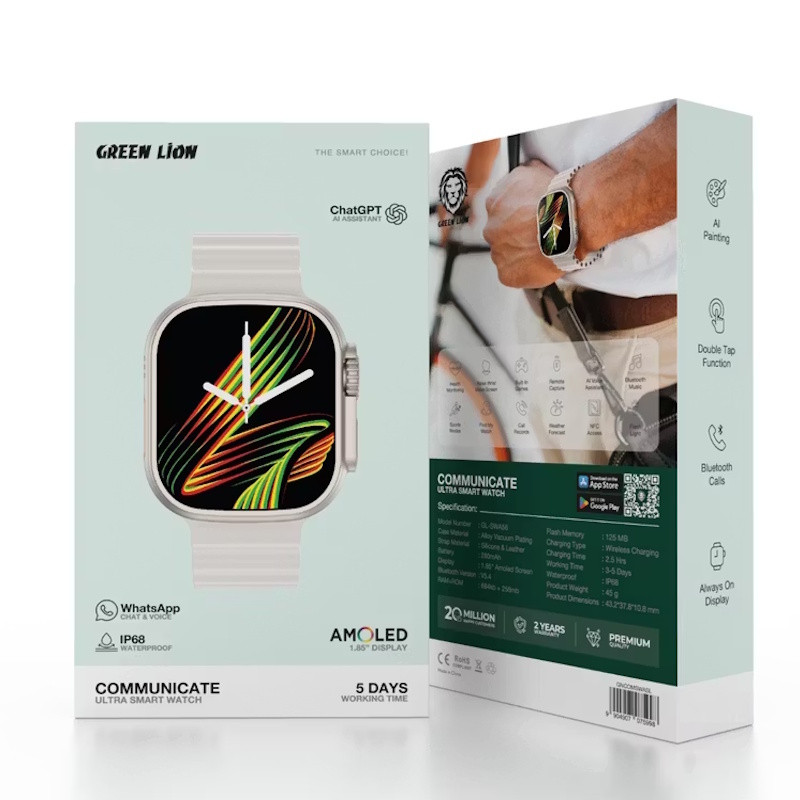 ساعت هوشمند 44 میلی متری گرین لاین مدل EMD COMMUNICATE ULTRA GNCOMSWABK بند سیلیکون — تصویر ۲