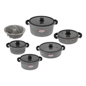 سرویس قابلمه و تابه گرانیت 11 پارچه زرساب مدل مونارک پلاس کد MP8500