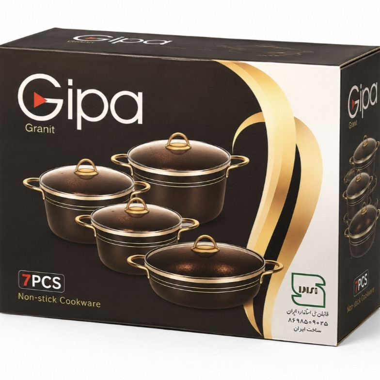 سرویس قابلمه و تابه گرانیتی 7پارچه گیپا مدل granita — تصویر ۲