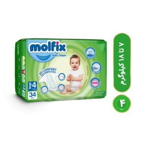 پوشک چسبی بچه مولفیکس مدل اکو سایز چهار 34 عددی