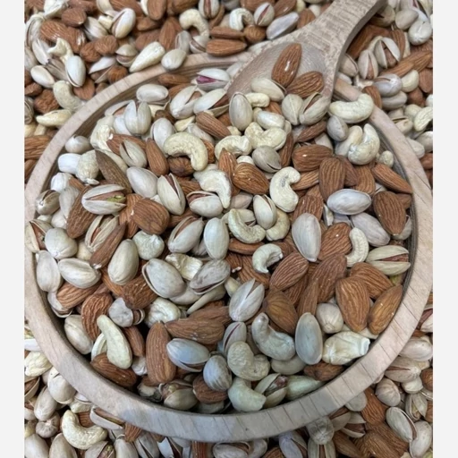 آجیل چهارمغز خام تازه مغزفندق سفید پسته اکبری (یک کیلو) ارسال رایگان تازه و مقوی چهار مغز