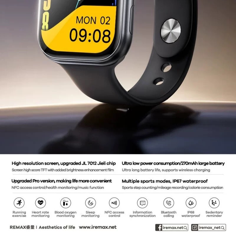ساعت هوشمند 1.96 اینچی ریمکس مدل Watch 15 با بند سیلیکونی — تصویر ۳