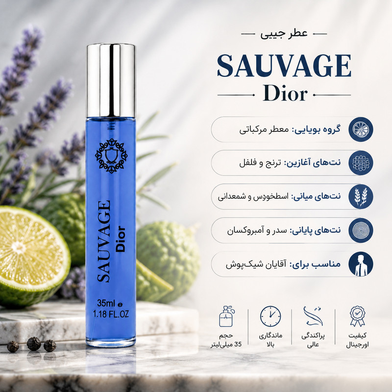 ادو پرفیوم مردانه هارلینگن مدل Sauvage Dior با رایحه خنک حجم 35 میلی لیتر — تصویر ۳