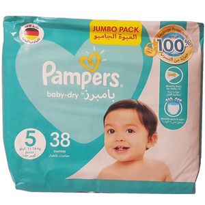 پوشک پمپرز مدل baby dry سایز 5 بسته 38 عددی