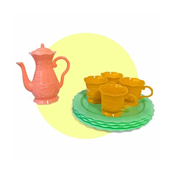 ست اسباب بازی آشپزخانه مدل کیک یک طبقه تولد و سرویس چای خوری — تصویر ۳