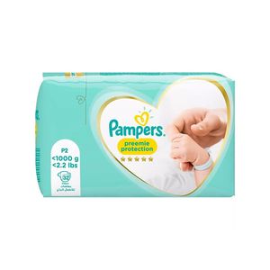 پوشک چسبی بچه پمپرز مدل preemie سایز p2 بسته 32 عددی