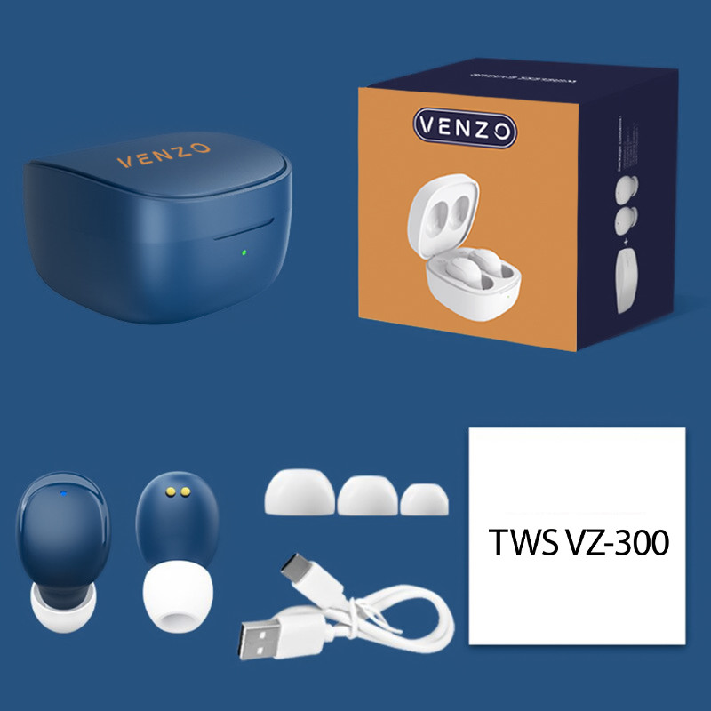 هدفون بلوتوثی ونزو مدل VZ-300 بدون نویز کنسلینگ، درگاه شارژ USB Type-C، دارای میکروفون، پشتیبانی از فرمان لمسی، مقاوم در برابر رطوبت و عرق با استاندارد IPX4 — تصویر ۴