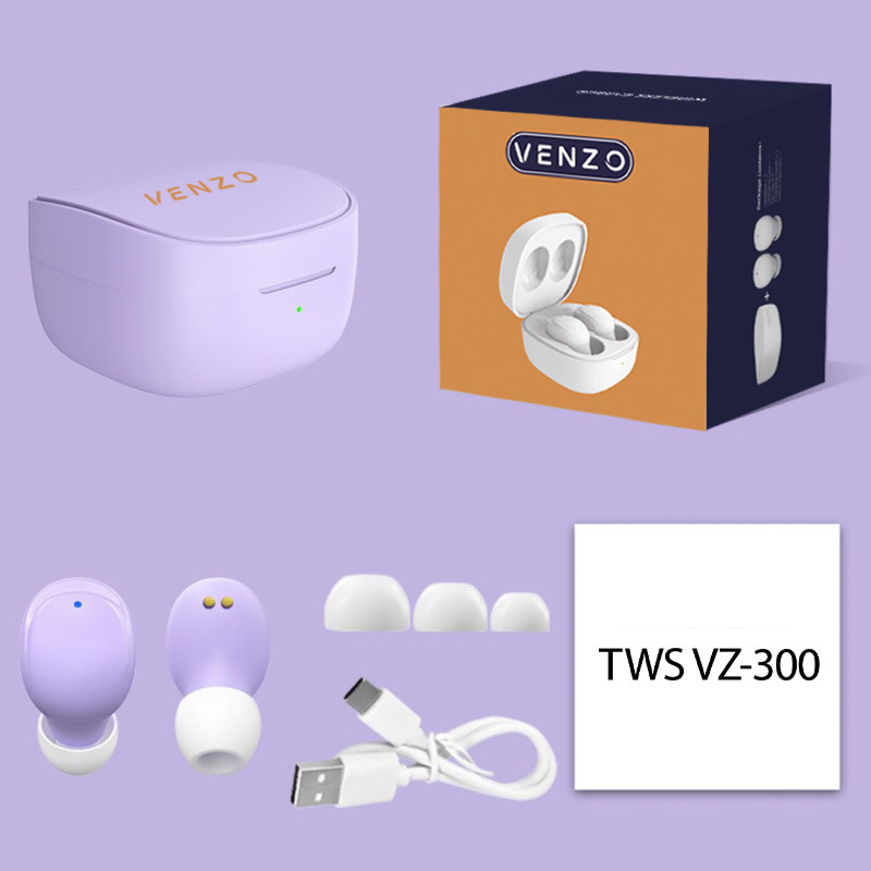 هدفون بلوتوثی ونزو مدل VZ-300 بدون نویز کنسلینگ، درگاه شارژ USB Type-C، دارای میکروفون، پشتیبانی از فرمان لمسی، مقاوم در برابر رطوبت و عرق با استاندارد IPX4 — تصویر ۵