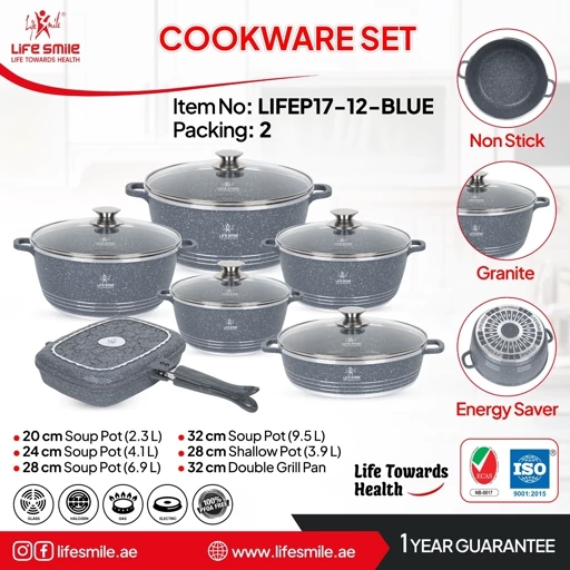سرویس قابلمه گرانیتی 12پارچ لایف اسمایل مدل LIFEP17 -12 (پس کرایه)
