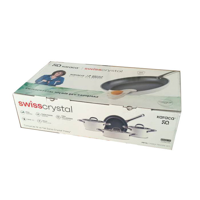 سرویس قابلمه و تابه سرامیکی 7 پارچه کاراجا مدل Refika SwissCrystal — تصویر ۴