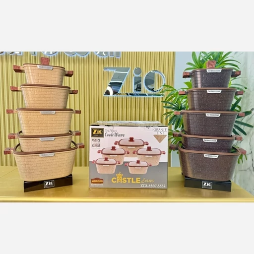 سرویس قابلمه 10 پارچه زیو طرح آجری مدل ZCS-8560 گرانیت سنگی ترکیه با کیفیت فوقالعاده