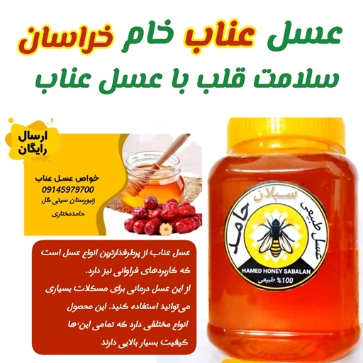 عسل عناب بیرجند خام 1 کیلویی(خرید از زنبوردار)ارسال رایگان