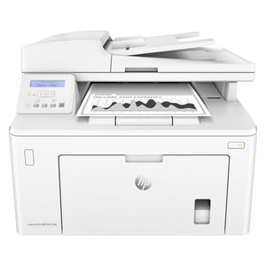 پرینتر اچ پی تک رنگ سه کاره با چاپ لیزری مدل LaserJet Pro MFP M227sdn، سایز چاپ A4، مجهز به تغذیه خودکار ADF، دارای اتصال شبکه، قابلیت چاپ دو رو