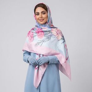 روسری زنانه مدل ابریشم پاییزه طرح گل میخک دور دست دوز کد 3020