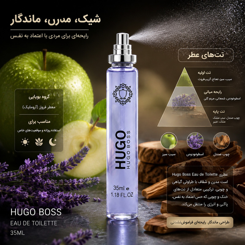 ادو پرفیوم مردانه هارلینگن مدل Hugo Boss با رایحه خنک حجم 35 میلی لیتر — تصویر ۴