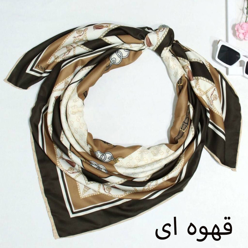 روسری زنانه مدل ابریشم مزونی طرح زنجیری کد 9807 — تصویر ۵