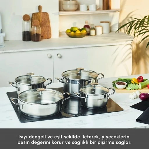 سرویس قابلمه 8 پارچه استیل کاراجا arven