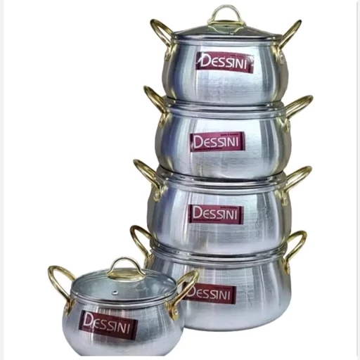 سرویس قابلمه 10 پارچه دسینی Dessini لب چدن دسته طلایی