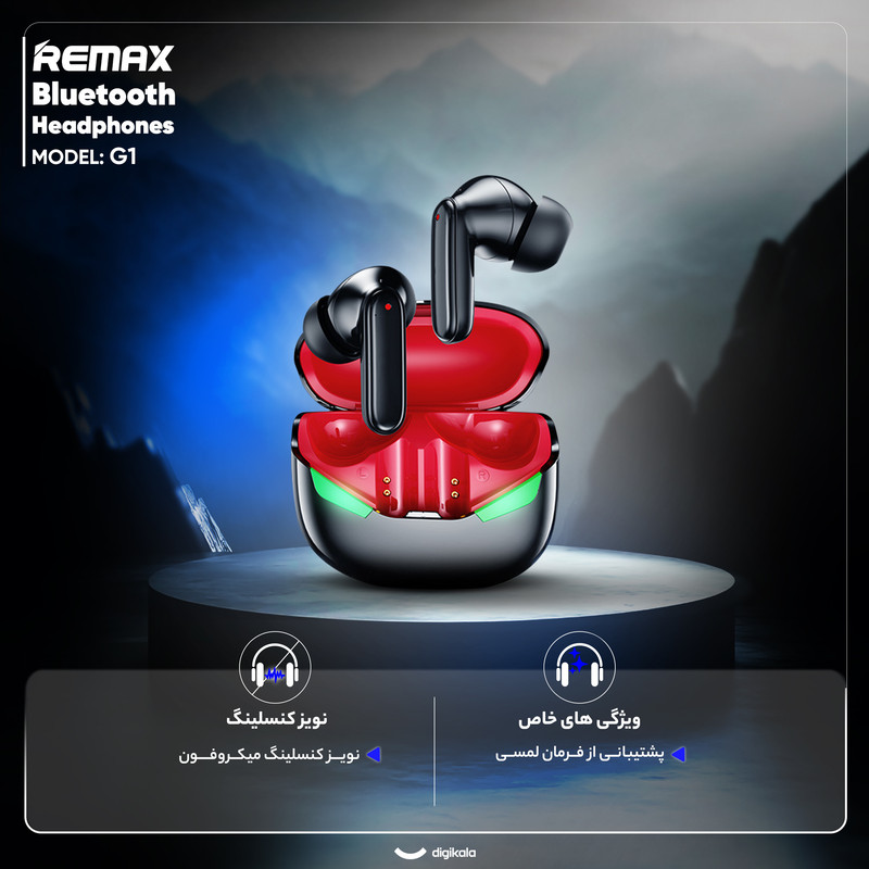 هدفون بلوتوثی ریمکس مدل G1 دارای نویزکسنلینگ (ENC)، درگاه شارژ USB Type-C، پشتیبانی از فرمان لمسی — تصویر ۴