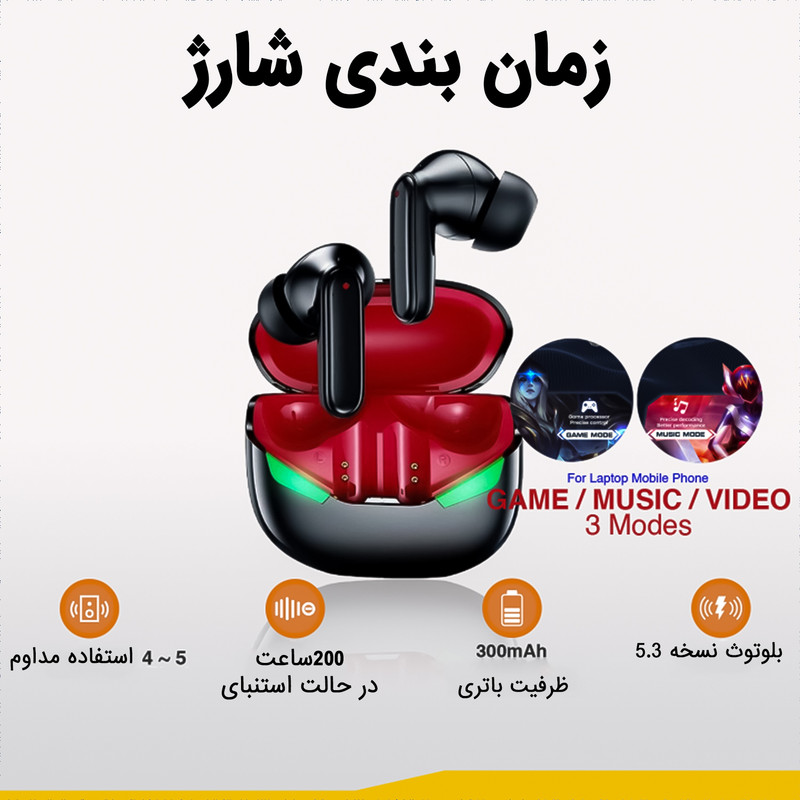 هدفون بلوتوثی ریمکس مدل G1 دارای نویزکسنلینگ (ENC)، درگاه شارژ USB Type-C، پشتیبانی از فرمان لمسی — تصویر ۵