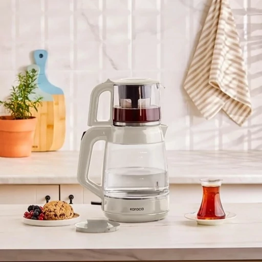 چای ساز شیشه ای کاراجا Glass Tea Xl 2 in 1 رنگ استارلایت