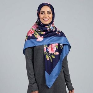روسری زنانه مدل ابریشم توییل طرح گل کد 3021