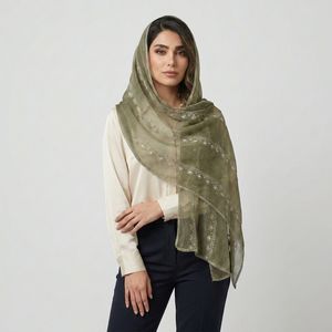شال زنانه حریر مدل کرینکل خامه دوزی