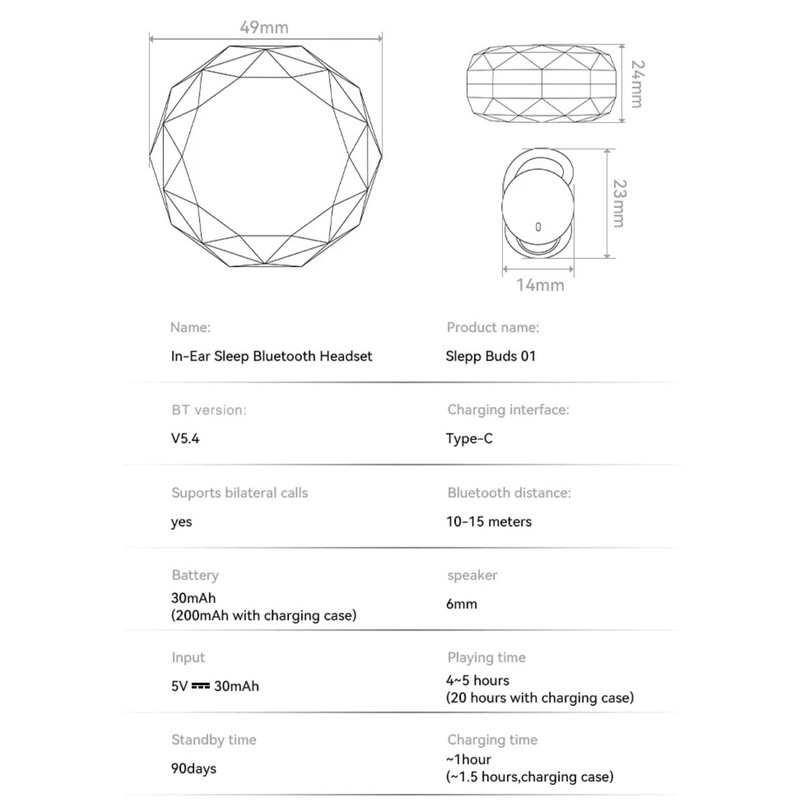 هدفون بلوتوثی دیبت ویر مدل Sleep-Buds 01 — تصویر ۵