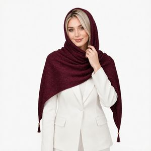 شال نخ زنانه مدل پلیسه شاین دار لمه با طول و عرض 70*160 سانتی‌متر