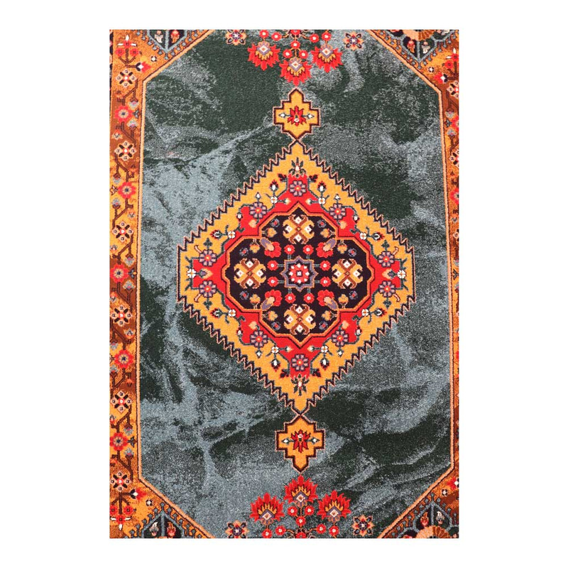 فرش ماشینی 320 شانه زمینه لاکی حاشیه کرم مدل ستاره کویر یزد کلکسیون شاهسون کد SH-B005-5059 — تصویر ۳