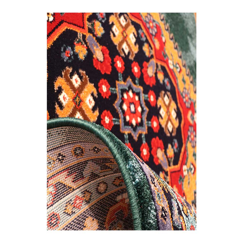 فرش ماشینی 320 شانه زمینه لاکی حاشیه کرم مدل ستاره کویر یزد کلکسیون شاهسون کد SH-B005-5059 — تصویر ۵