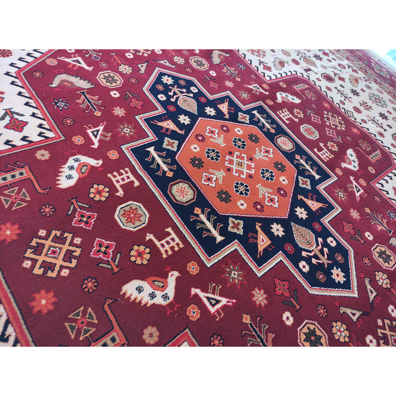 فرش ماشینی فرش زمرد مشهد طرح کهنه نما زمینه بادامی — تصویر ۵