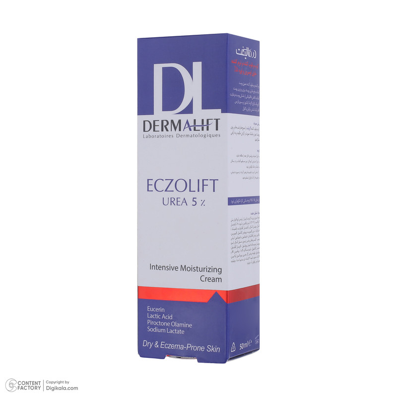 کرم مرطوب کننده صورت درمالیفت مدل ECZOLIFT UREA 5% مناسب پوست‌های خشک حجم 50 میلی لیتر — تصویر ۵