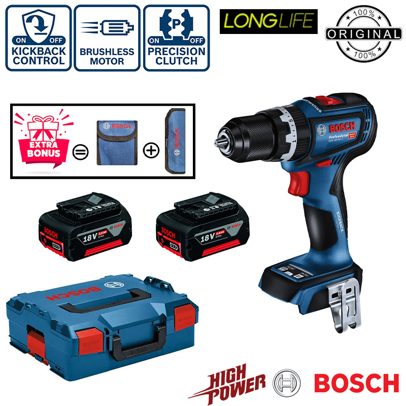 دریل پیچ گوشتی شارژی ضربه ای بوش مدل سه حالته فوق هوشمند GSB 18 V 90 C — تصویر ۴