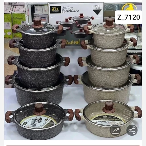 سرویس قابلمه زیو مدل Z-7120 10 پارچه گرانیتی طرح استانبول